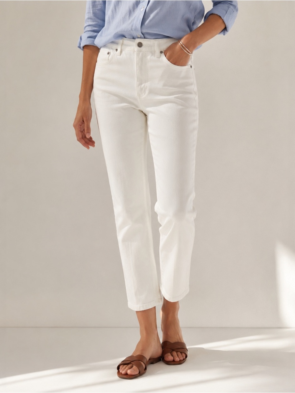 Lauren Ralph Lauren Classic Straight Cropped White Jeans Size 8